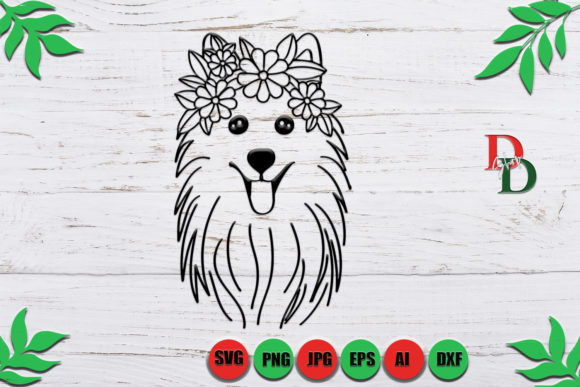 Dog SVG: Dog with Flower Crown SVG