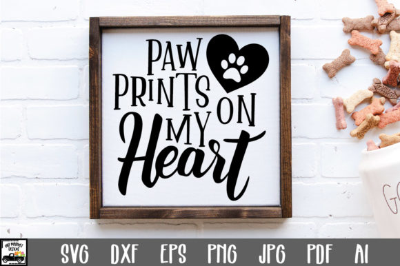Paw Prints on My Heart Cut File