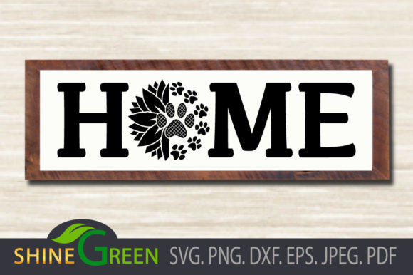 Sunflower Dog Cat Paws Home Sign SVG Pet